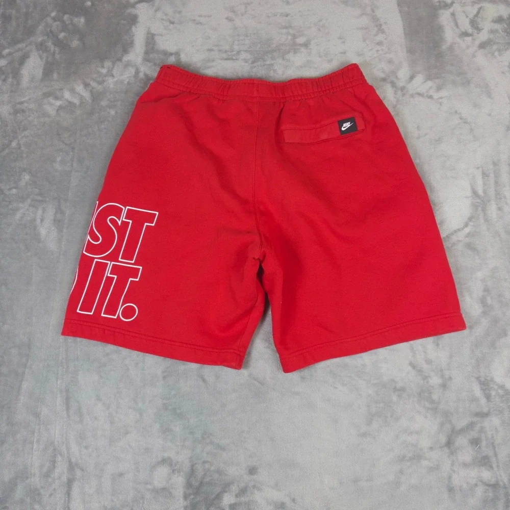 Nike Fleece Shorts Mens Medium Red Just Do It Graphic BV5105-657 Athletic Gym